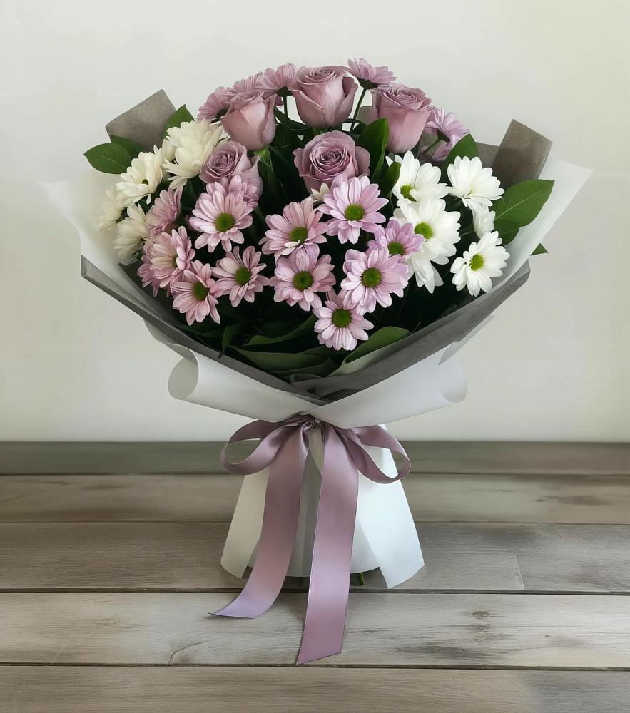 Букет цветов из: Хризантемы и Розы в Барыше