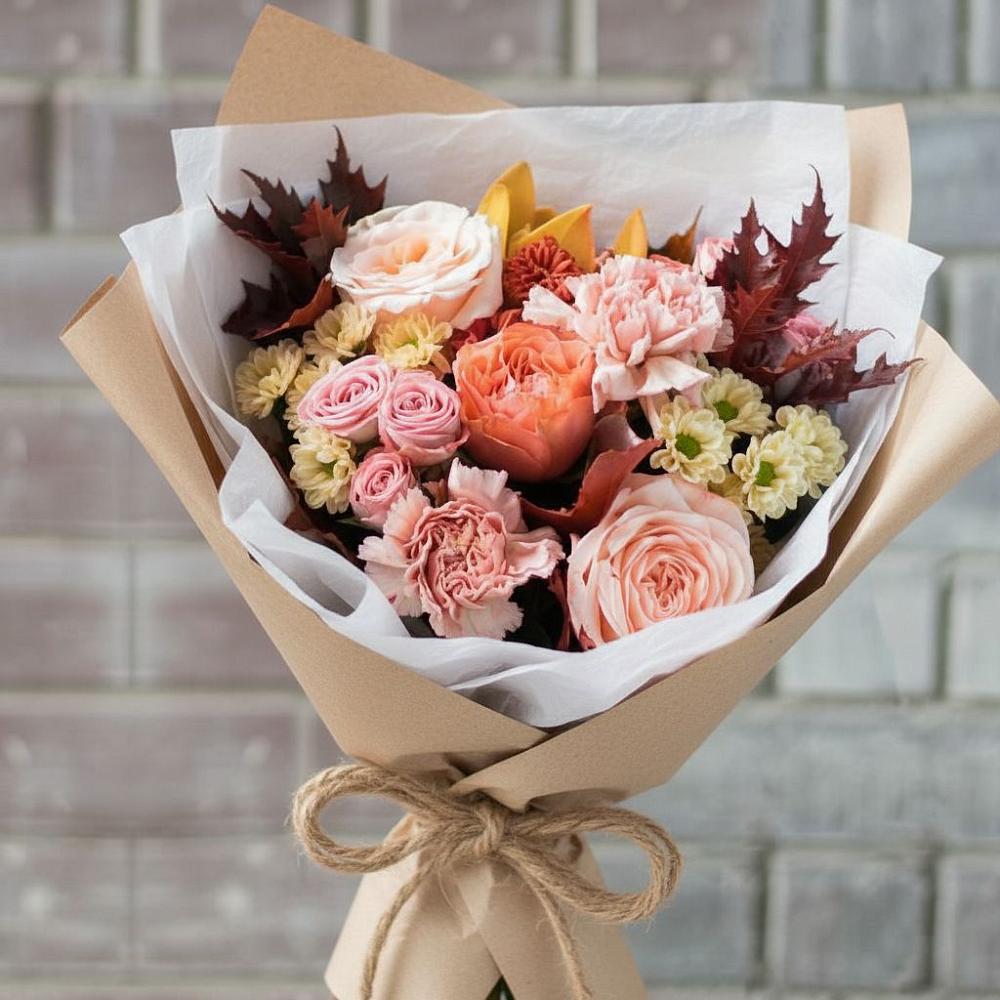 Букет цветов из: Гвоздики, Хризантемы и Розы в Барыше