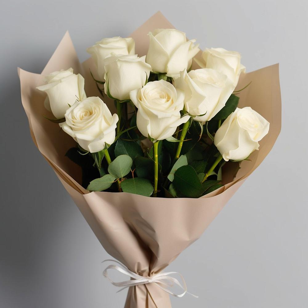 Букет 9 Белых роз Эдлесс Лав в Барыше