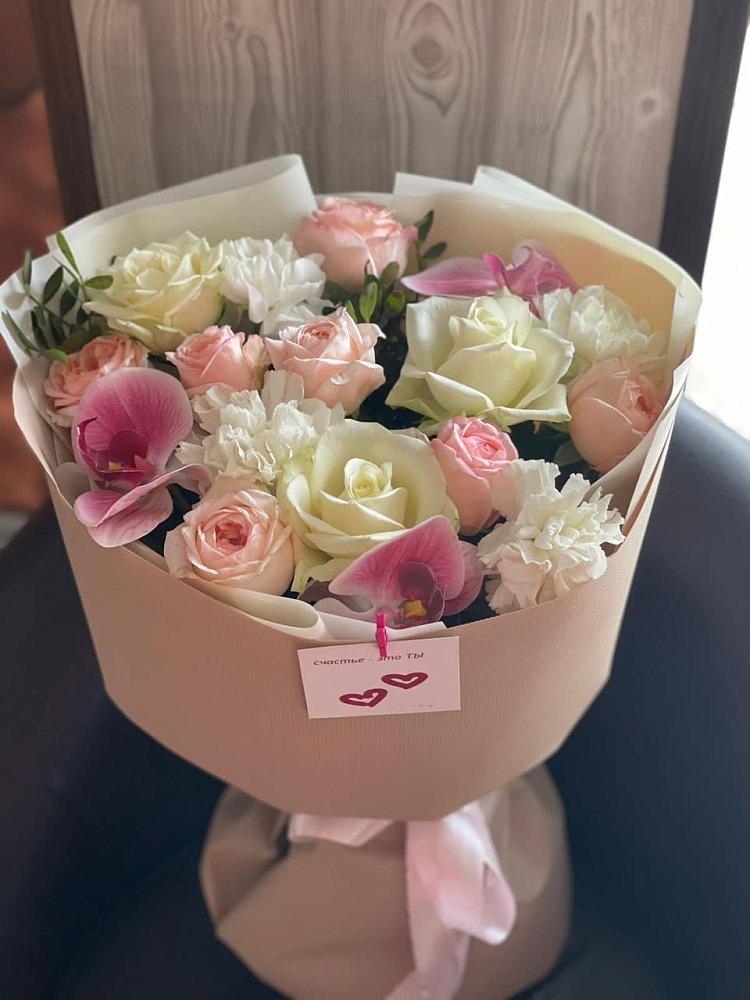 Букет цветов из: Орхидеи, Розы и Гвоздики в Барыше