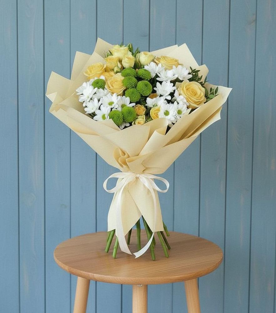 Букет цветов из: Хризантемы и Розы в Барыше