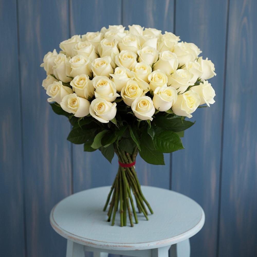 Букет 51 Белая роза Эдлесс Лав в Барыше