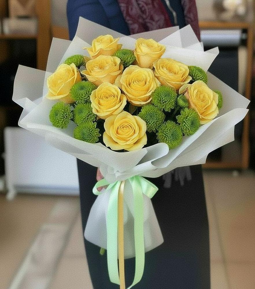 Букет цветов из: Хризантемы и Розы в Барыше