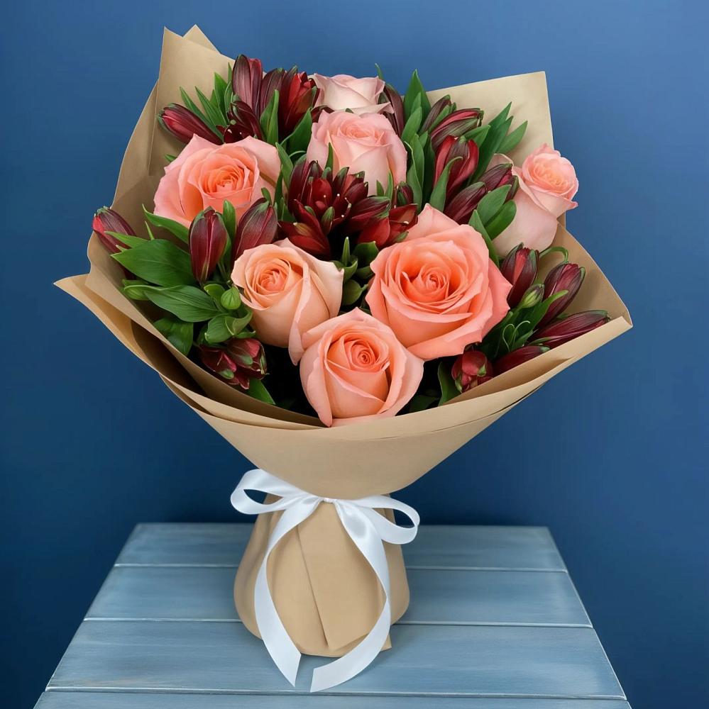 Букет цветов из: Розы и Альстромерии в Барыше