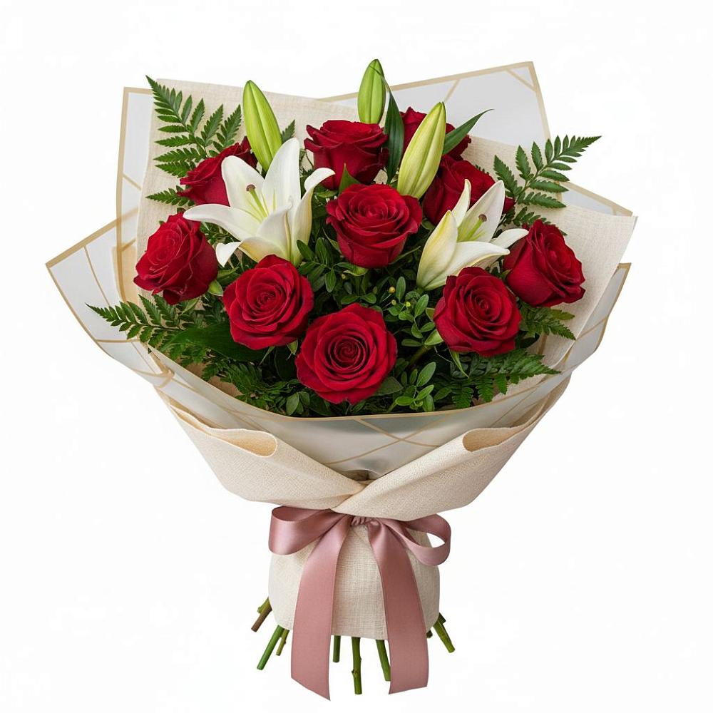 Букет цветов из: Лилии и Розы в Барыше