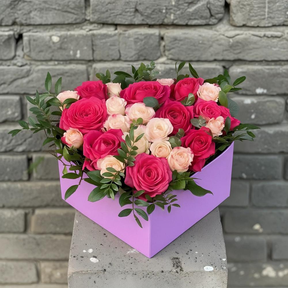 Цветочная композиция из Розы в коробке в Барыше