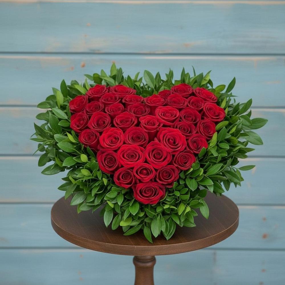 Цветочная композиция из Розы в виде сердца в Барыше