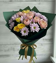 Букет цветов из:  Хризантемы и Розы в Барыше