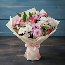 Букет цветов из:  Хризантемы, Альстромерии и Розы в Барыше