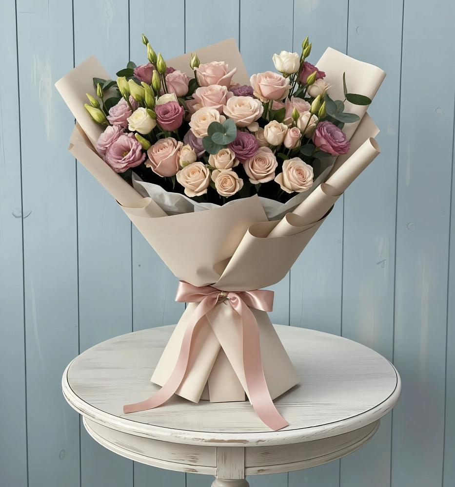 Букет цветов из: Розы и Лизиантусы в Барыше