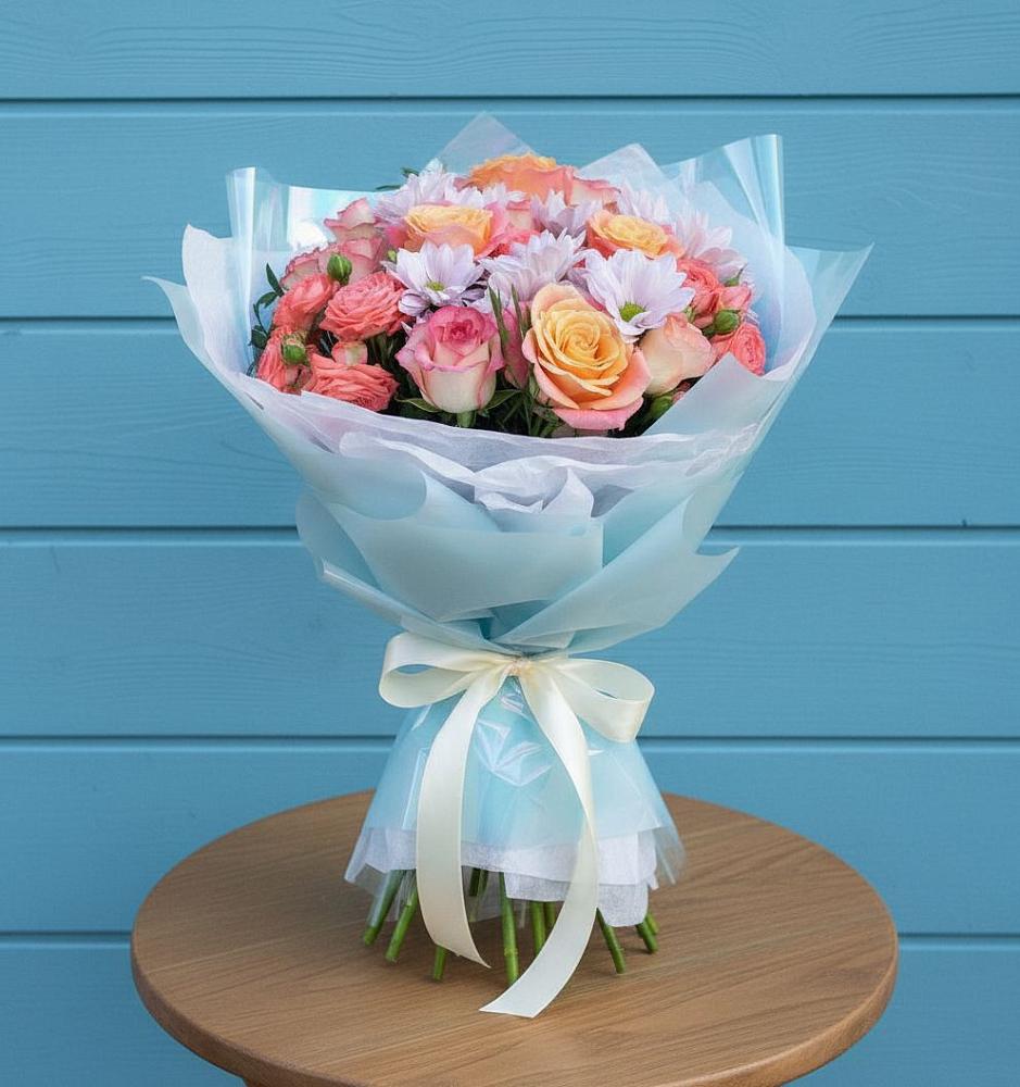 Букет цветов из: Хризантемы и Розы в Барыше