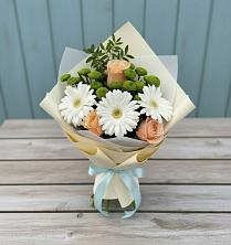 Букет цветов из:  Герберы, Розы и Хризантемы в Барыше