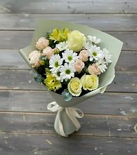 Букет цветов из:  Альстромерии, Розы и Хризантемы в Барыше