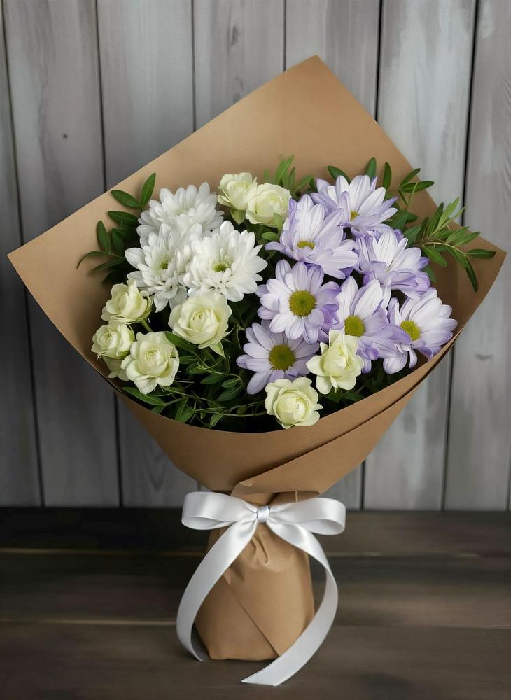 Букет цветов из: Хризантемы и Розы в Барыше